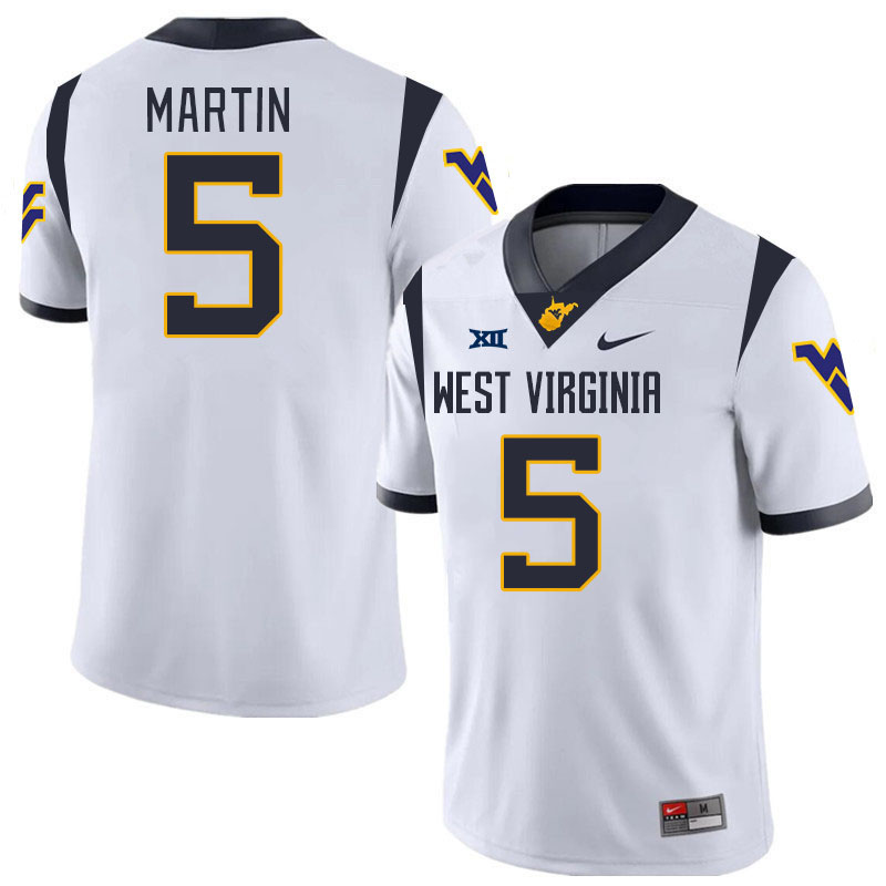 Men #5 Sean Martin West Virginia Mountaineers College 2024 New Uniforms Football Jerseys Stitched Sa